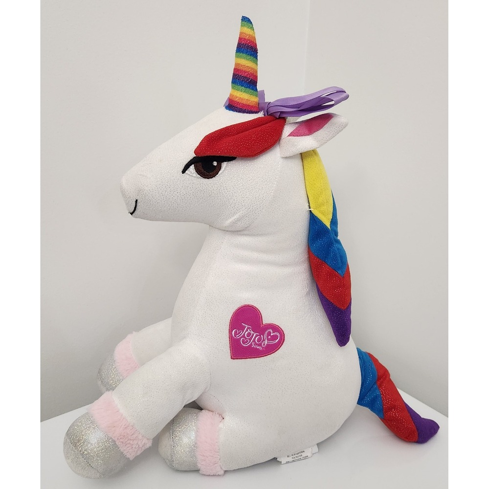 JoJo Siwa Nickelodeon White Rainbow Unicorn Plush Stuffed Animal Toy